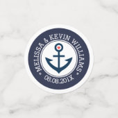 ネイビーブルー&ホワイト結婚ズボ航海のートいかり コンフェッティ (スモール正面)