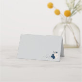 ネイビーブルー&ホワイト花シルバーグ葉レイ プレイスカード (裏面)