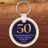 ネイビーブルー、ホワイト50年クラスReunionお土産 キーホルダー (裏面)