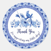 ネイビーブルー ホワイト アジアンチャイナ シール ありがとう (正面)