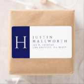 ネイビーブルー&ホワイト |クラス差出人住所 ラベル (インサイチュ)