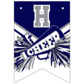 ネイビーブルー，ホワイト，グレーチアリーダー誕生日 バンティングフラッグ (第2の旗)