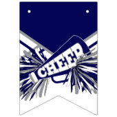 ネイビーブルー，ホワイト，グレーチアリーダー誕生日 バンティングフラッグ (第1の旗)