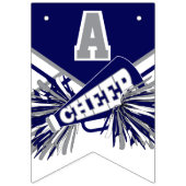 ネイビーブルー，ホワイト，グレーチアリーダー誕生日 バンティングフラッグ (第3の旗)