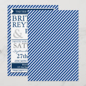 ネイビーブルー ホワイト グレー 海軍 ナチュラル ウェディング 招待状 (正面/裏面)