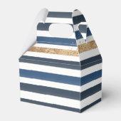 ネイビーブルー ホワイト ゴールド ストライプ 誕生日 ベイビー シャワー フェイバーボックス (裏面サイド)