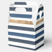 ネイビーブルー ホワイト ゴールド ストライプ 誕生日 ベイビー シャワー フェイバーボックス (オープン)
