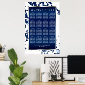 ネイビーブルー、ホワイト&シルバー – シーティングチャート ポスター (ホームオフィス)