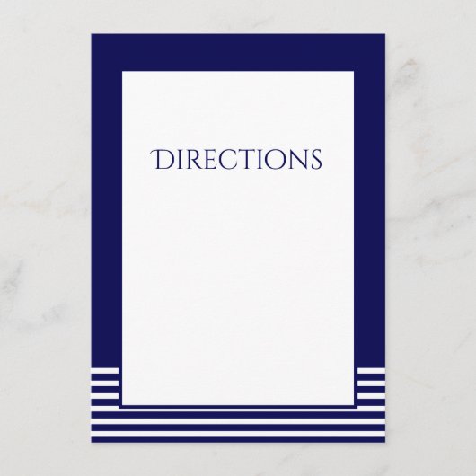 ネイビーブルー & ホワイト ストライプ - 結婚式案内カード エンクロージャーカード (正面)