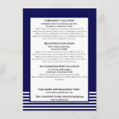 ネイビーブルー & ホワイト ストライプ - 結婚式案内カード エンクロージャーカード (裏面)