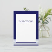 ネイビーブルー & ホワイト ストライプ - 結婚式案内カード エンクロージャーカード (スタンド正面)