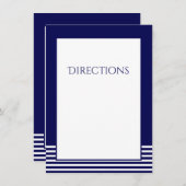 ネイビーブルー & ホワイト ストライプ - 結婚式案内カード エンクロージャーカード (正面/裏面)