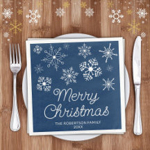 ネイビーブルー ホワイト スノーフレーク クリスマスパーティー