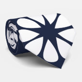 ネイビーブルー ホワイト フラワーパターン ネクタイ (ロール)