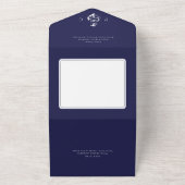 ネイビーブルー & ホワイト モダン ディナー オールインワン招待状 (外側)