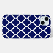 ネイビーブルー ホワイト モロッコの四つ葉模様 #5 Case-Mate iPhoneケース (裏面 (横))