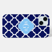 ネイビーブルー ホワイト モロッコ #5 スカイブルー 名前 モノグラム Case-Mate iPhoneケース (裏面 (横))