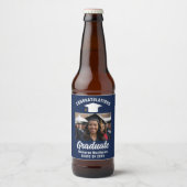 ネイビーブルー ホワイト 卒業写真 卒業パーティー ビールラベル (正面)