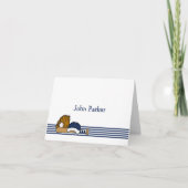 ネイビーブルー×ホワイト 野球 カスタム サンクスノート2 ノートカード (正面)