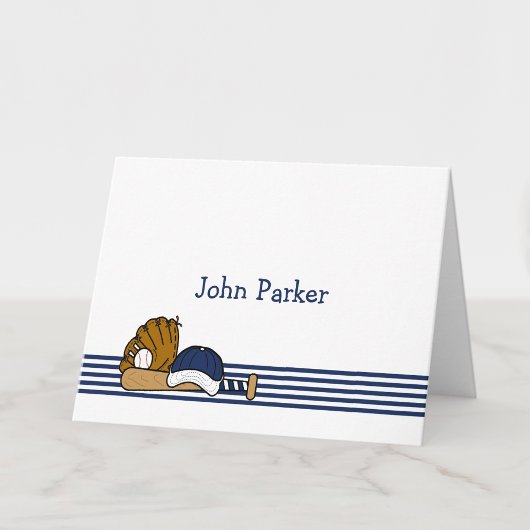 ネイビーブルー×ホワイト 野球 カスタム サンクスノート2 ノートカード