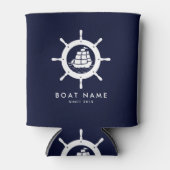 ネイビーブルー&ホワ航海のートホイール 缶クーラー (正面)