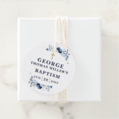 ネイビーブルー ボタニカル モダン 洗礼 フェイバータグ (インサイチュ)