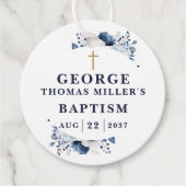 ネイビーブルー ボタニカル モダン 洗礼 フェイバータグ (正面)