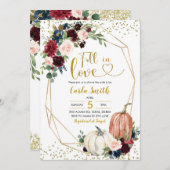 ネイビーブルー&マルサラ秋インラブブライダルシャワー 招待状 (正面/裏面)