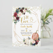 ネイビーブルー & マルサラ 秋の恋に落ちる 花嫁のシャワー 招待状 (スタンド正面)