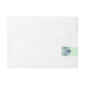 ネイビーブルー&ミントグリーンフローラレースデザイン ラップアラウンド宛名ラベル (裏面)