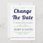 ネイビーブルー、ミントグリーン日付の発表を変更 セーブザデート (正面)