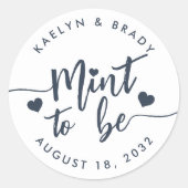 ネイビーブルー |ミントto Beパーソナライズされた結婚式の引き出物 ラウンドシール (正面)
