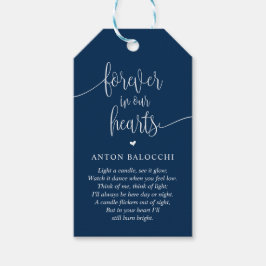 ネイビーブルー、メモリアルキャンドル、葬儀ラベル ギフトタグ