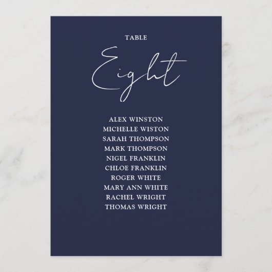 ネイビーブルー モダンな席次表 テーブルナンバー (正面)
