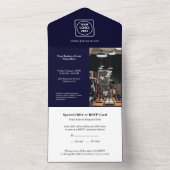 ネイビーブルー モダン | プロフェッショナル ビジネス オールインワン招待状 (内側)