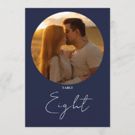 ネイビーブルー モダン ミニマリスト スクリプト テーブル ナンバー 招待状