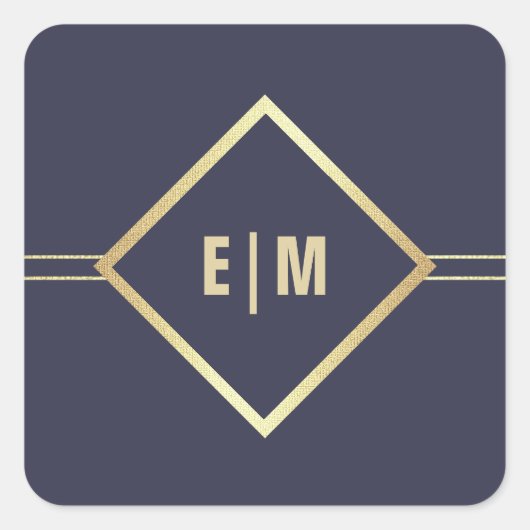 ネイビーブルー |モノグカスタムラム結婚ズ スクエアシール (正面)