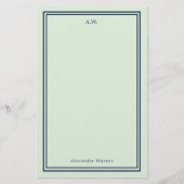 ネイビーブルー&ライトグリーンモノグラムの 便箋 (正面)