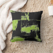 ネイビーブルー&ライムグリーン抽象芸術デコールピロー クッション (ブランケット)