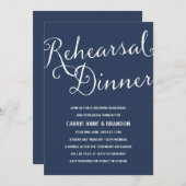 ネイビーブルー | ラスティックカリグラフィー リハーサルディナー 招待状 (正面/裏面)