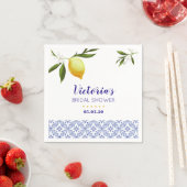 ネイビーブルー&レモンブライダルシャワー スタンダードカクテルナプキン (インサイチュ)