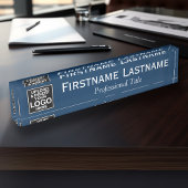 ネイビーブルー – ロゴ、名前、プロフェッショナルタイトル デスクネームプレート