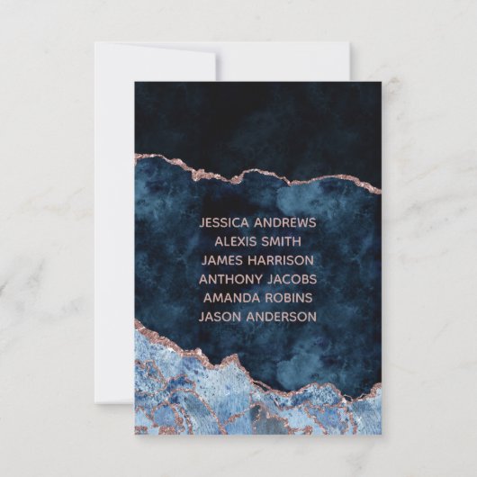 ネイビーブルー ローズゴールド アゲート テーブルナンバー 席次表 (裏面)