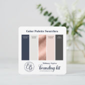 ネイビーブルー&ローズゴールド カラーパレット スワッチカード 招待状 (スタンド正面)