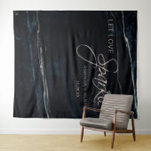 ネイビーブルー＆ローズゴールド マーブル アーティスティック ウェディング タペストリー (インサイチュ(横))