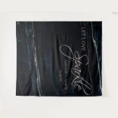 ネイビーブルー＆ローズゴールド マーブル アーティスティック ウェディング タペストリー (正面(横))