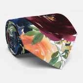 ネイビーブルー ワインレッド イエロー ゴールド ローズ 花柄 ネクタイ (ロール)