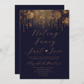 ネイビーブルー　何も特別なことはせず、ただ愛を祝う　秘密の挙式 招待状 (正面/裏面)