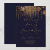 ネイビーブルー　何も特別なものはない、ただ愛を誓う　秘密の挙式 招待状 (正面/裏面)