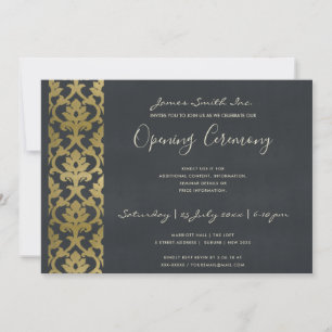 ネイビーブルー 偽金 ダマスク グランドオープニングセレモニー 招待状